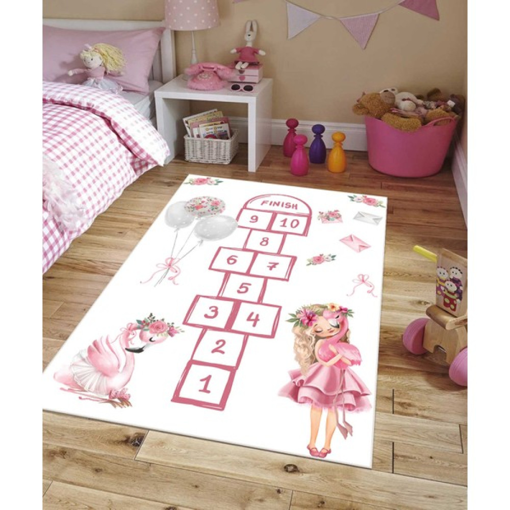Vivica Dijital Baskı Kaymaz Taban Makinede Yıkanabilir Çocuk Odası Halısı Bebek Odası Halısı - Lila - 40 x 60 cm Bebek Odası Halı Fiyatı