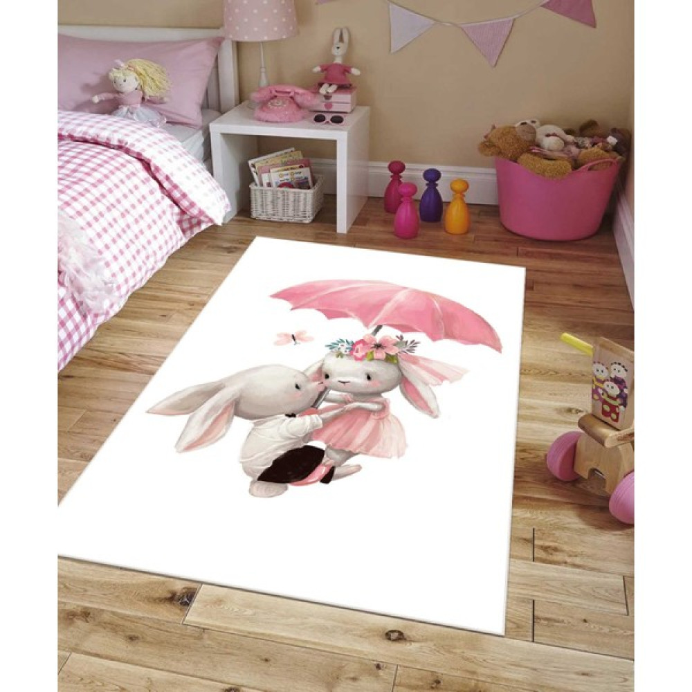 Vivica Dijital Baskı Kaymaz Taban Makinede Yıkanabilir Çocuk Odası Halısı Bebek Odası Halısı - Pembe - 120 x 200 cm Bebek Odası Halı Fiyatı
