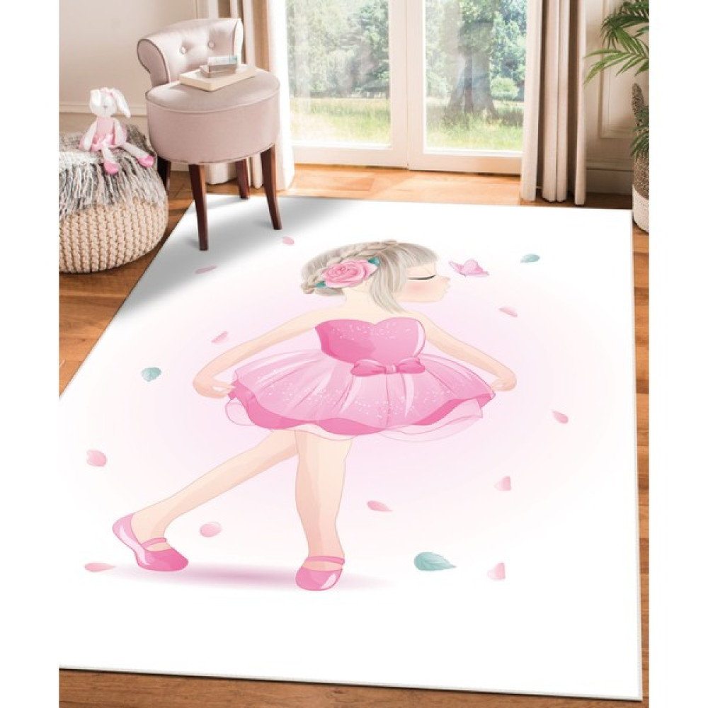 Vivica Dijital Baskı Kaymaz Taban Makinede Yıkanabilir Çocuk Odası Halısı Bebek Odası Halısı - Pembe - 40 x 60 cm Bebek Odası Halı Fiyatı
