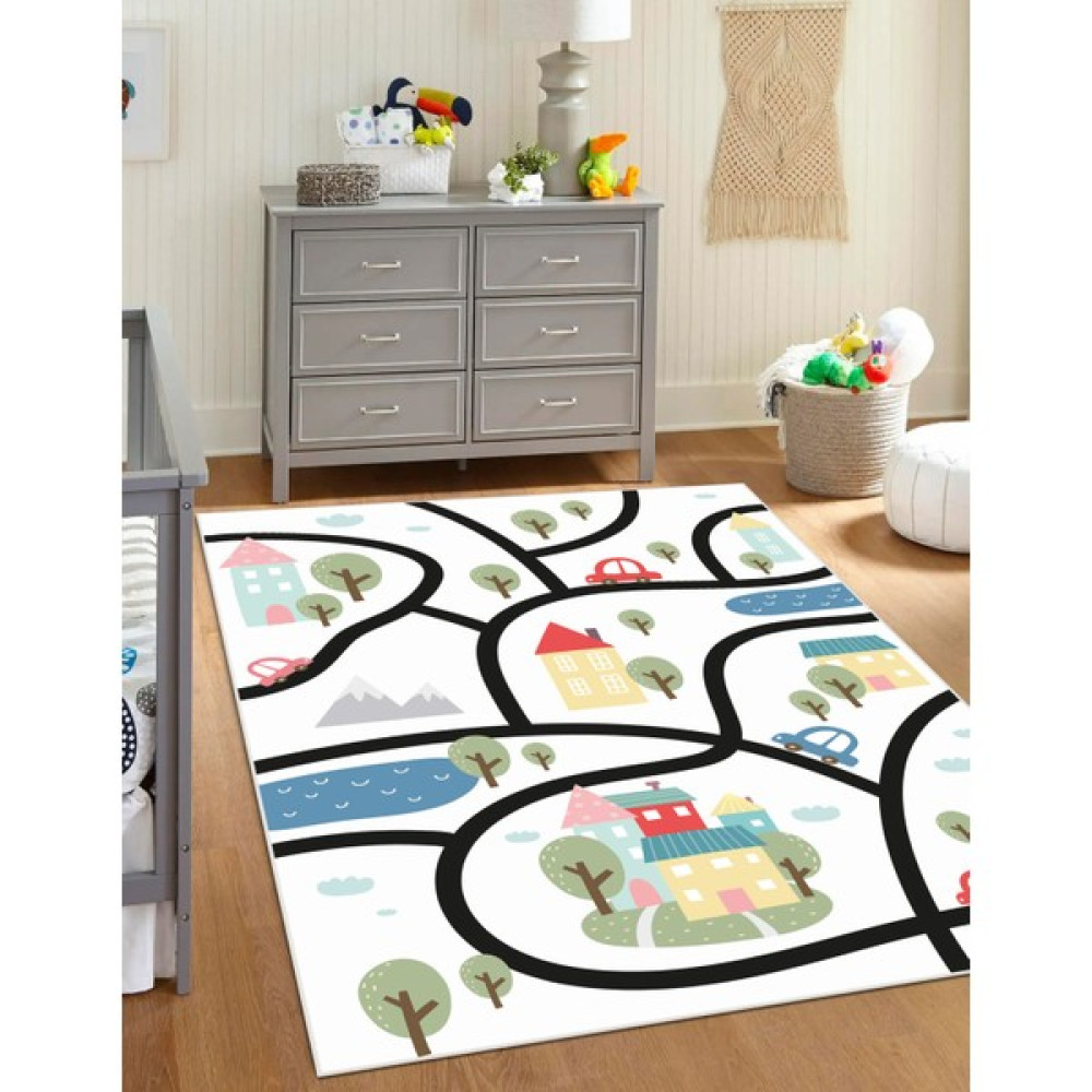 Vivica Dijital Baskı Kaymaz Taban Makinede Yıkanabilir Çocuk Odası Halısı Bebek Odası Halısı - Siyah - 40 x 60 cm Bebek Odası Halı Fiyatı