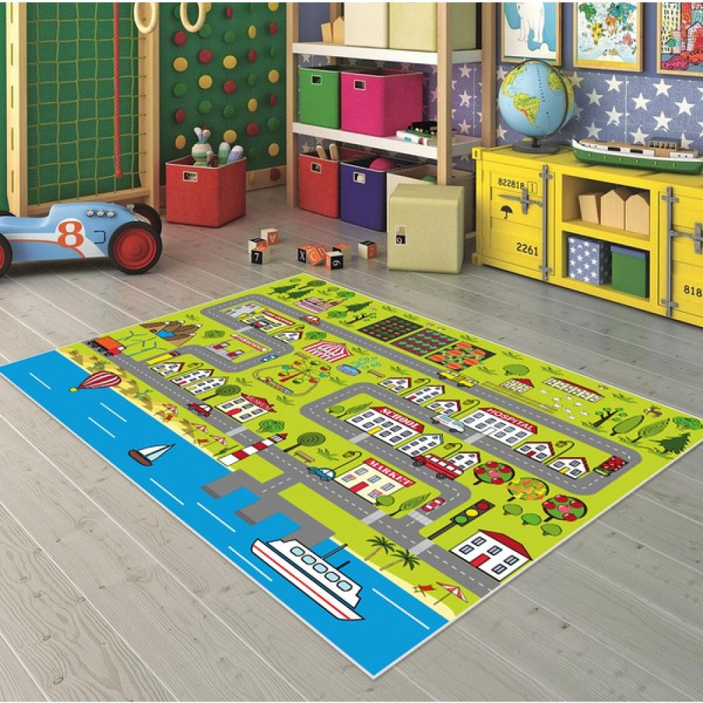 Vivica Dijital Baskı Kaymaz Taban Makinede Yıkanabilir Çocuk Odası Halısı Bebek Odası Halısı - Yeşil - 40 x 60 cm Bebek Odası Halı Fiyatı