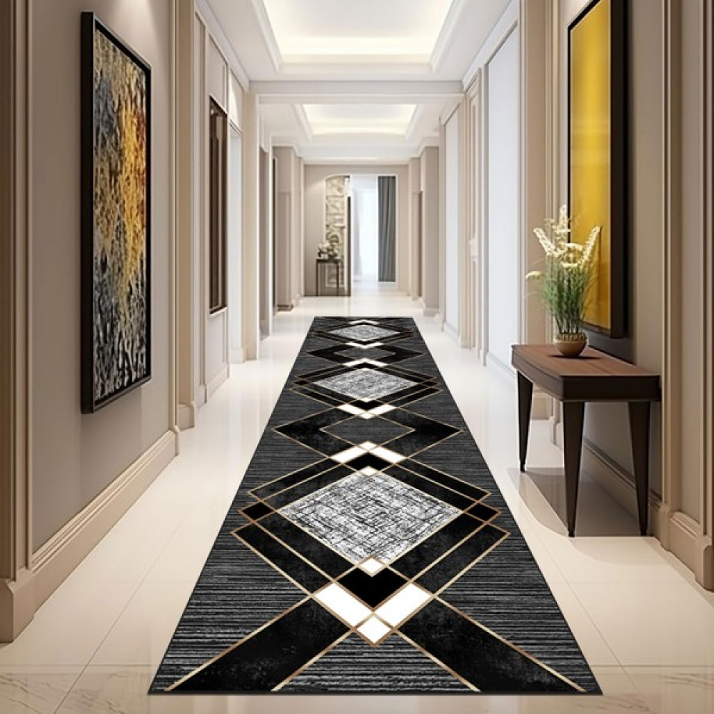 Vivica Modern Dijital Baskı Dört Mevsim Yıkanabilir Kaymaz Taban Salon Halısı Mutfak Halısı Yolluk - 40 x 60 cm - Siyah Yolluk Fiyatı