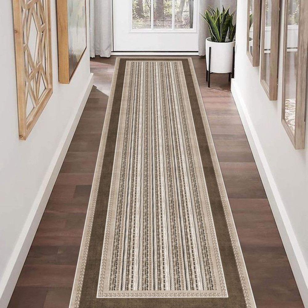 Vivica Modern Dijital Baskı Dört Mevsim Yıkanabilir Kaymaz Taban Salon Halısı Mutfak Halısı Yolluk - 80 x 200 cm - Kahve Yolluk Fiyatı