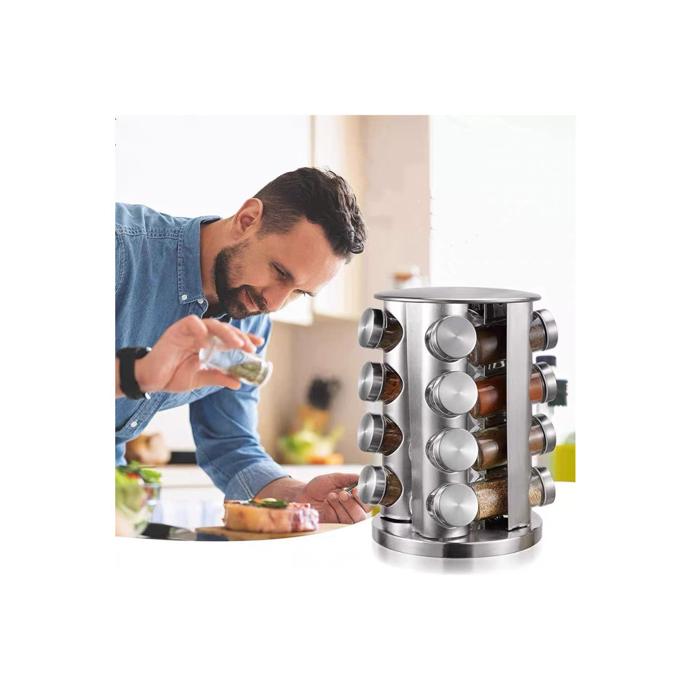 Vivien Home 16lı Paslanmaz Çelik Metal Döner Stantlı Cam Baharatlık Seti 16li Baharat Setleri & Baharatlıklar Fiyatı
