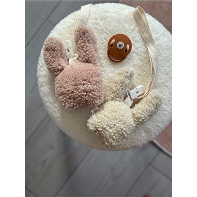 vivimade Bunny Desenli Ekru - Somon Bebek Emzik Askısı 2'li Klipsli Yumuşak Materyal Emzik Fiyatı