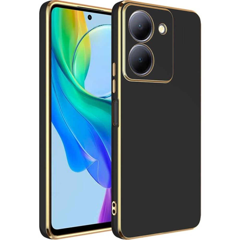 Vivo Y36 4g Kılıf Kenarları Gold Yüzeyi Pastel Renk Kamera Korumalı Kapak Siyah Cep Telefonu Kılıfı Fiyatı