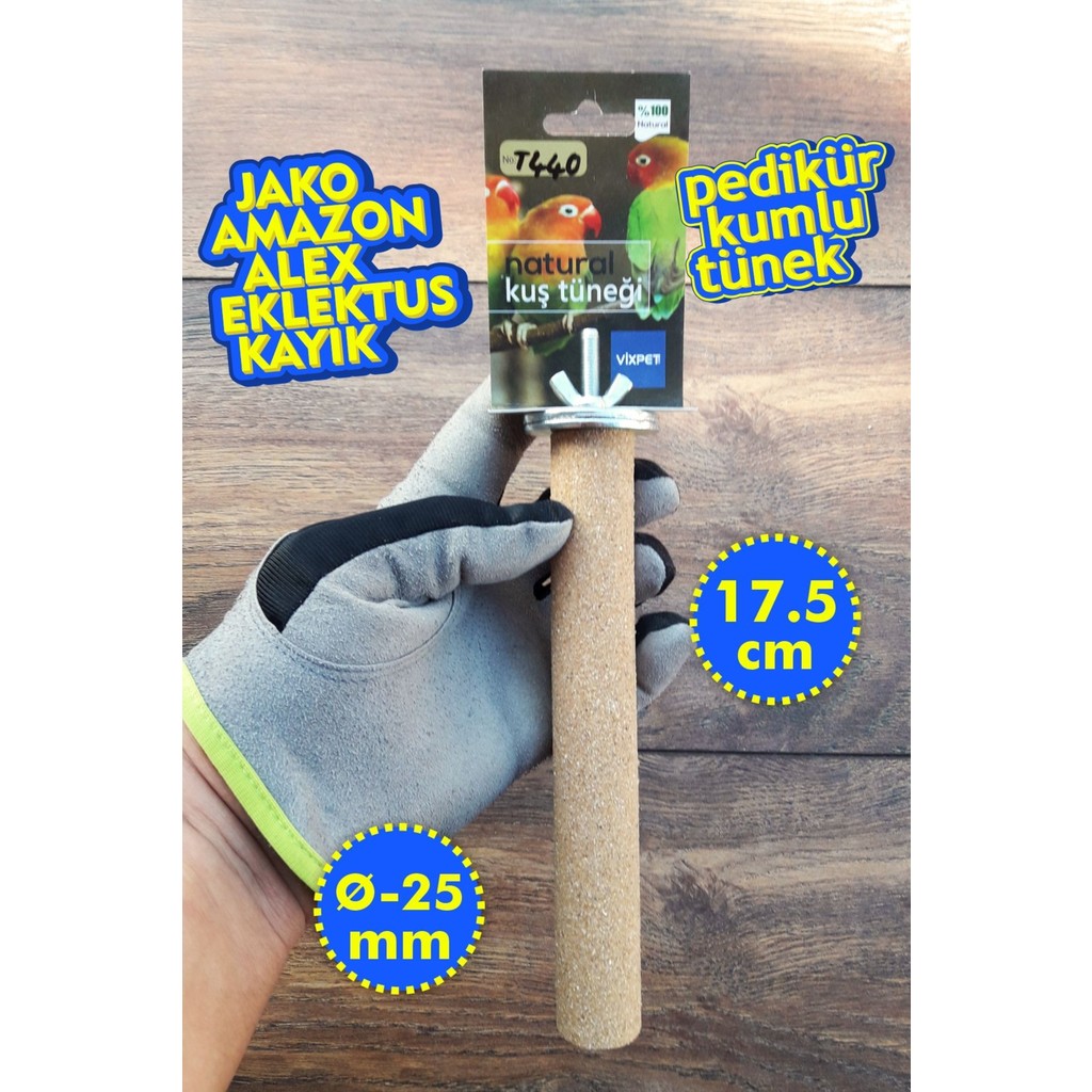 Vixpet Venty 17.5 cm - Çapı 25 mm Kumlu Pedikür Papağan Tüneği - Jako, Amazon, Eklektus, Kayık, Alex, Konur - Gaga ve Tırnak Bakımı Evcil Hayvan Ürünleri Fiyatı