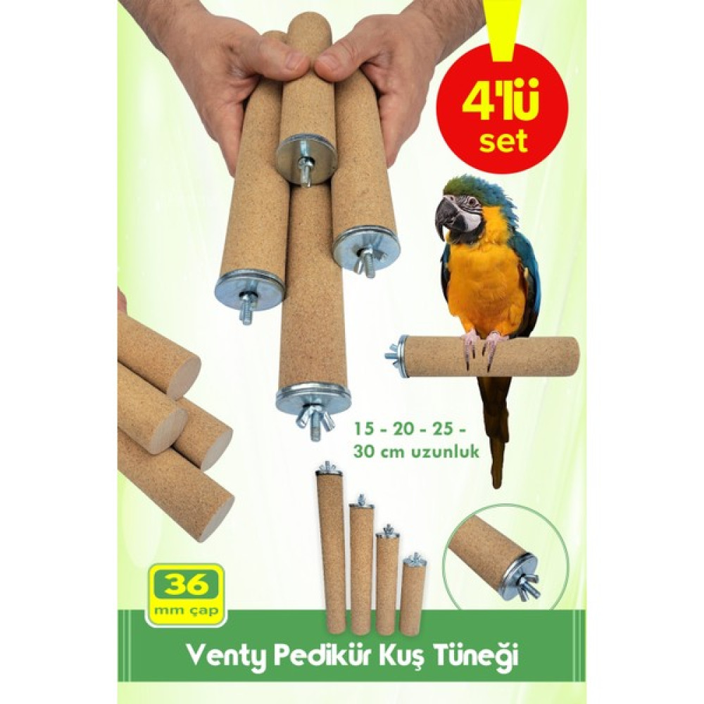 Vixpet Venty 4'lü Pedikür Papağan Tüneği Çapı 36 mm Küçük Macaw, Küçük Kakadu, Jako, Amazon, Iskender / Kumlu Tünek - Zımpara Tünek Evcil Hayvan Ürünleri Fiyatı