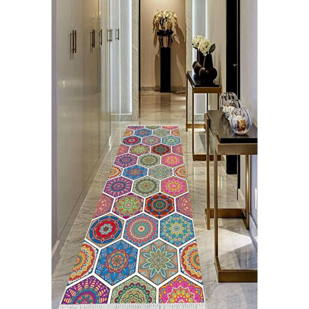 Viyana Home Dijital Baskılı Kaymaz Taban Yıkanabilir Modern Salon Halısı Koridor Halısı Yolluk VHU-HS-370 - 40 x 60 cm - Pembe Yolluk Fiyatı