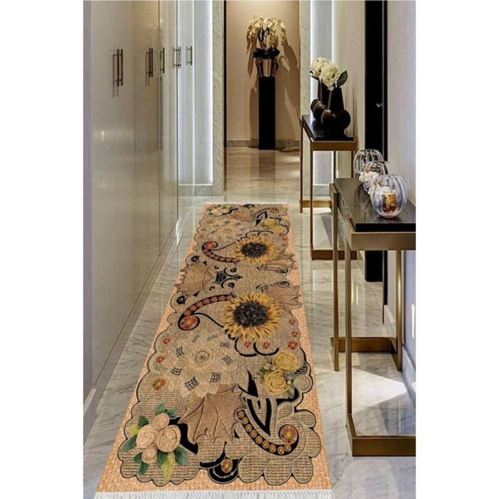Viyana Home Dijital Baskılı Kaymaz Taban Yıkanabilir Modern Salon Halısı Koridor Halısı Yolluk VHU-SD-338 - 40 x 60 cm - Kahverengi Yolluk Fiyatı