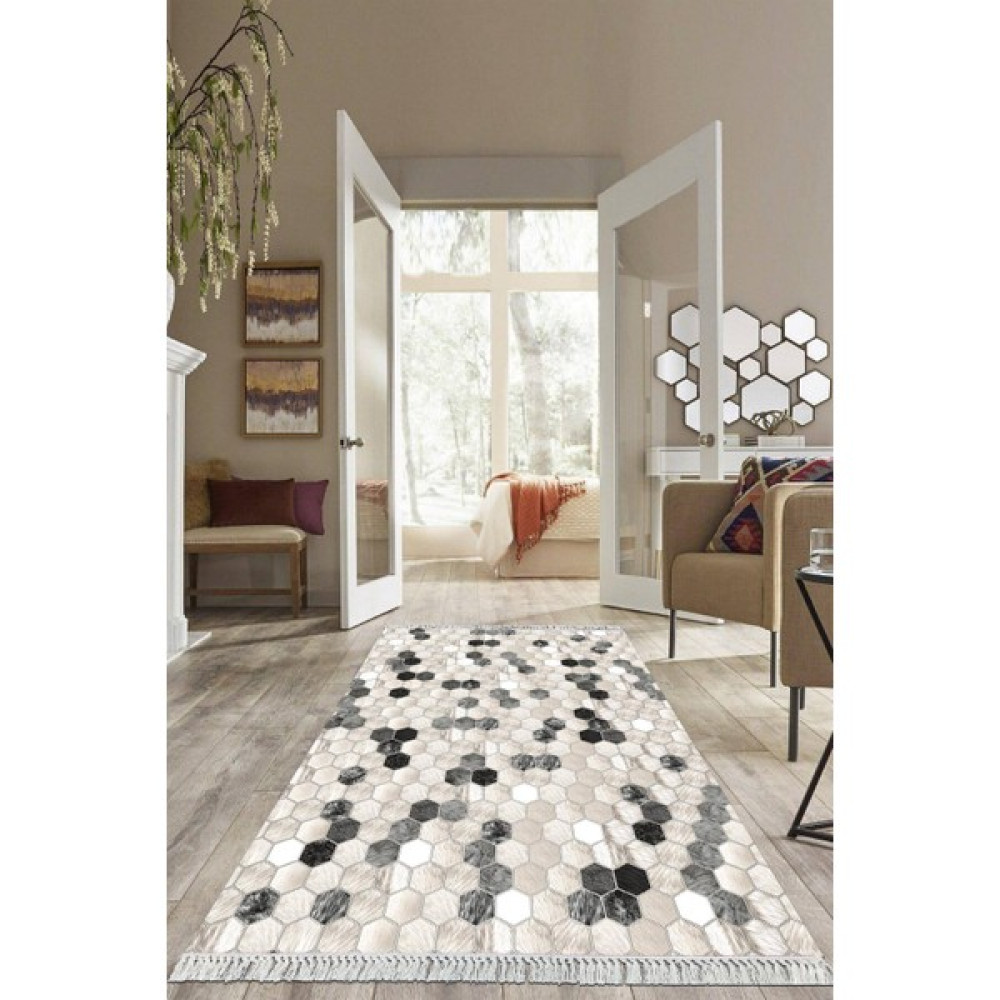 Viyana Home Dijital Baskılı Kaymaz Taban Yıkanabilir Modern Salon Halısı Mutfak Halısı Yolluk VH-HS-189 - Renkli - 100 x 300 cm Kilim Fiyatı