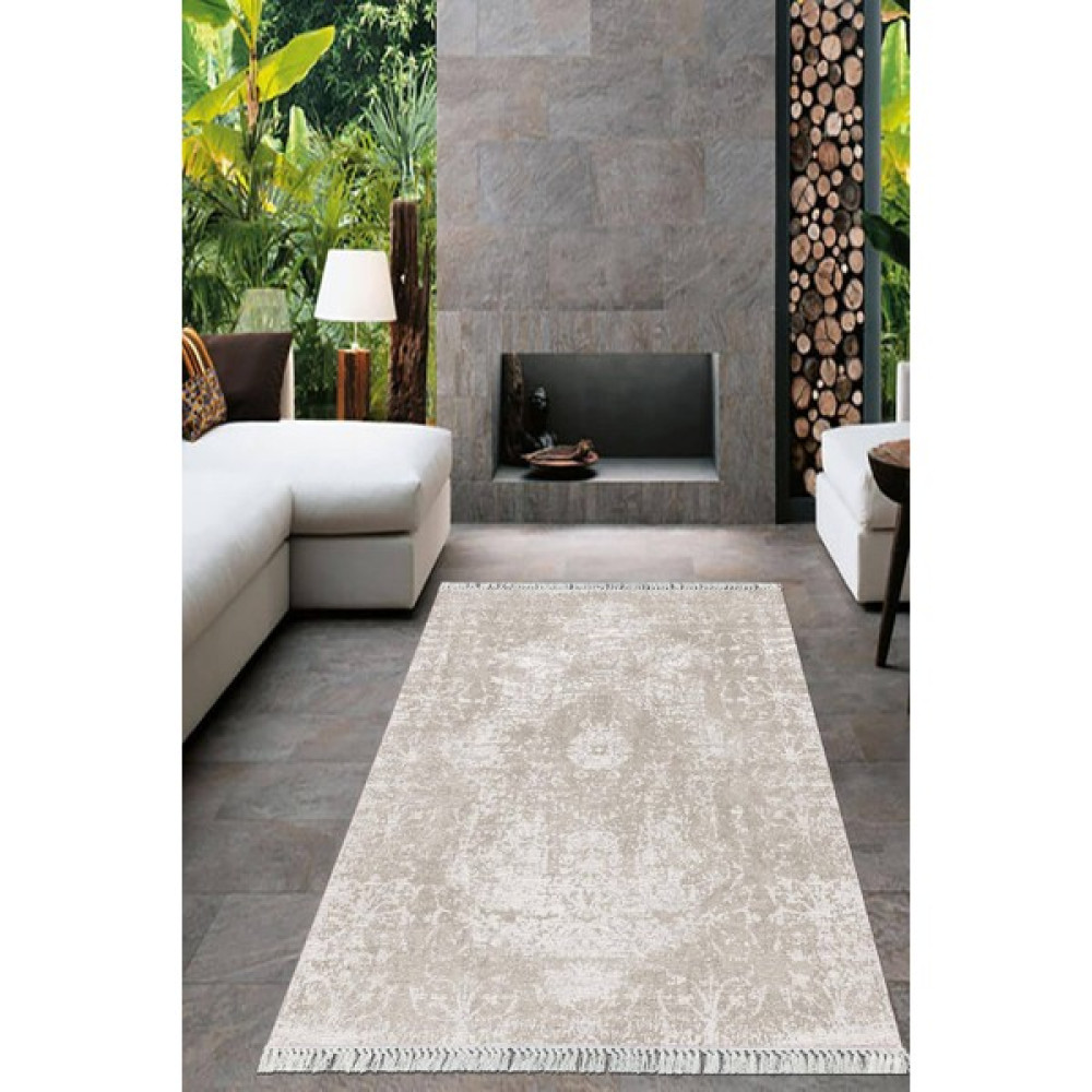 Viyana Home Dijital Baskılı Kaymaz Taban Yıkanabilir Modern Salon Halısı Mutfak Halısı Yolluk VH-HT-402 - Bej - 40 x 60 cm Kilim Fiyatı