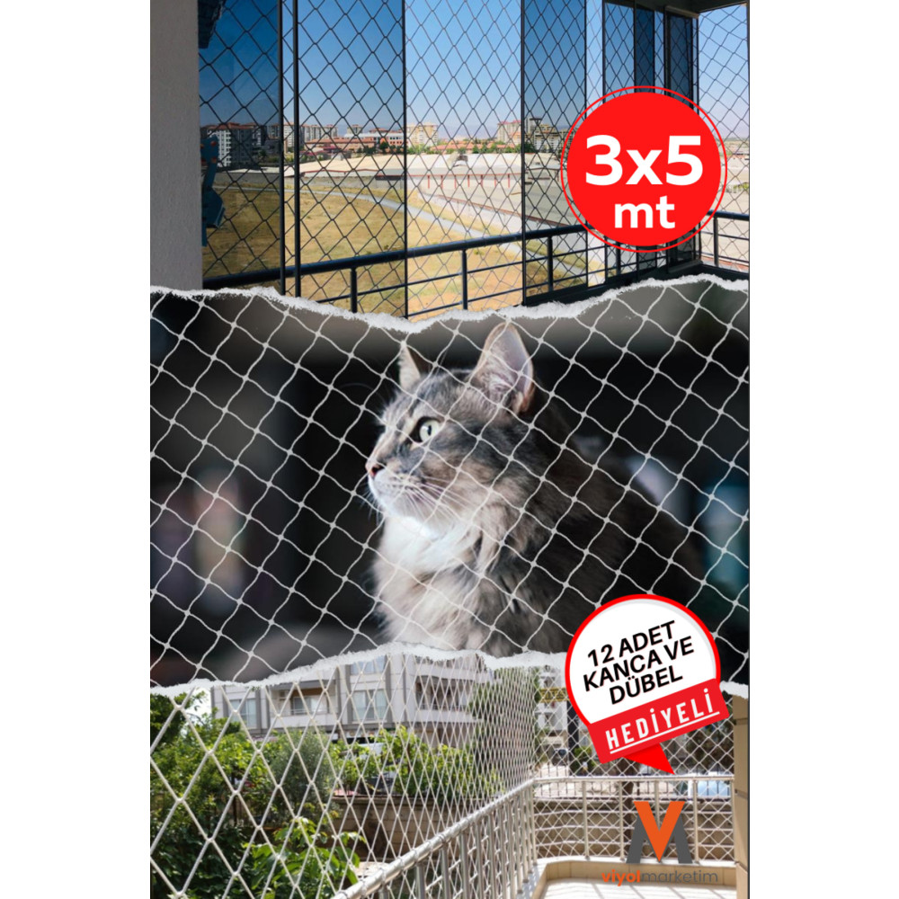 viyolmarketim 3x5 Metre | Balkon Filesi | Kedi Balkon Filesi | Balkon Kuş Filesi | Balkon Güvenlik Filesi İş Güvenliği Ürünleri Fiyatı