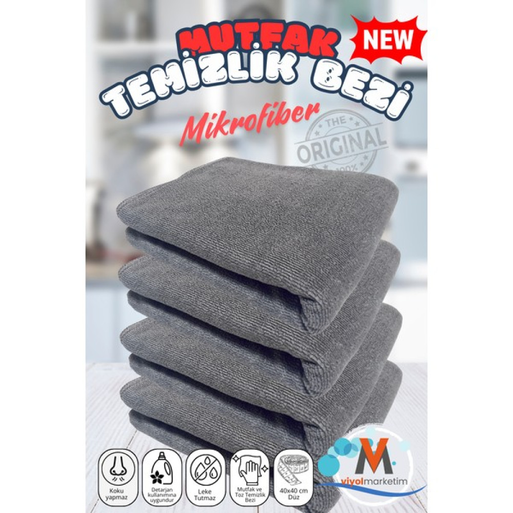 viyolmarketim ( 4 Adet ) Mikrofiber Mutfak Temizlik Bezi 40*40 cm Leke Tutmaz Koku Yapmaz Yer Bezi Diğer Fiyatı