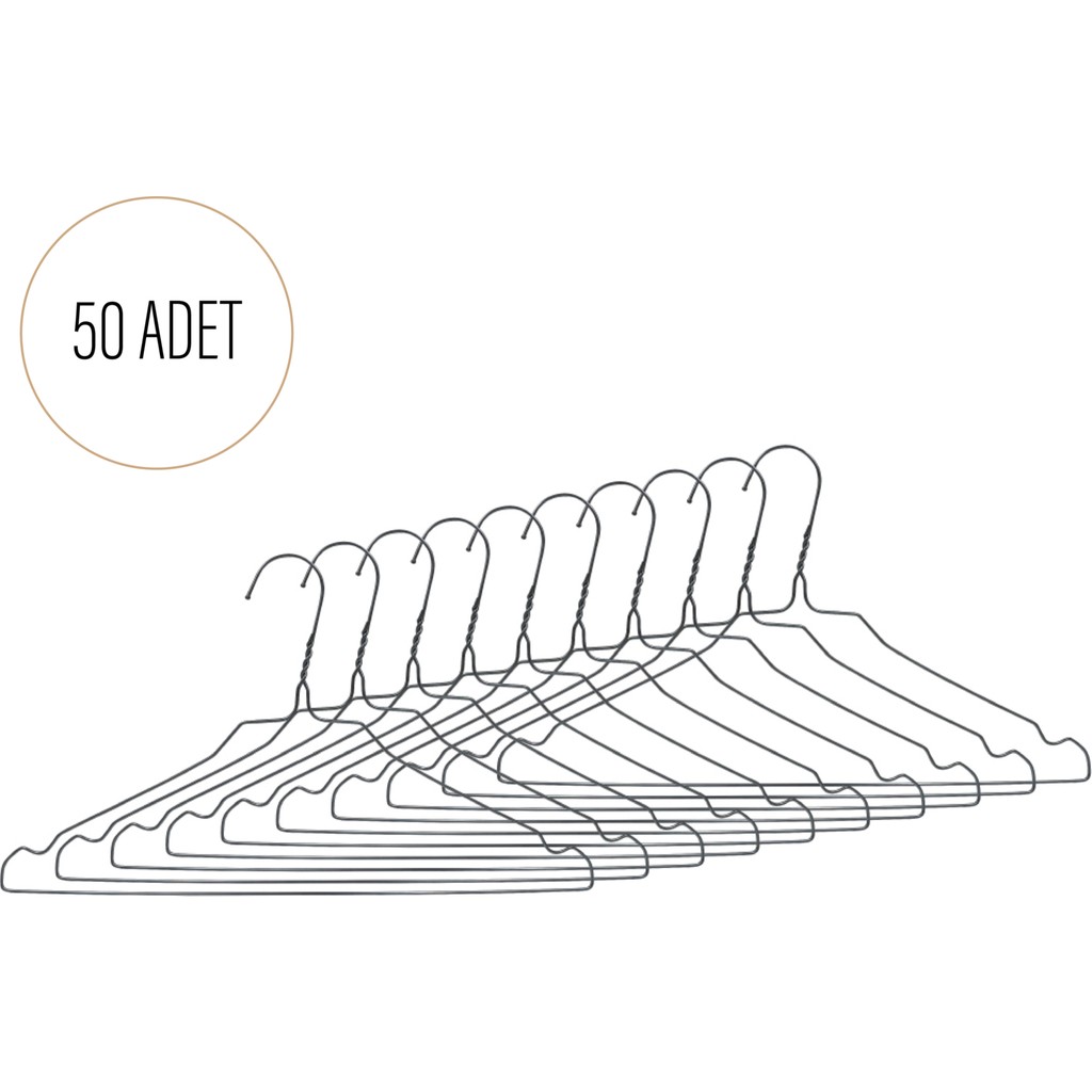 Vlamor Metal Elbise Askısı 50 Adet - Gri Giyim & İç Giyim Fiyatı