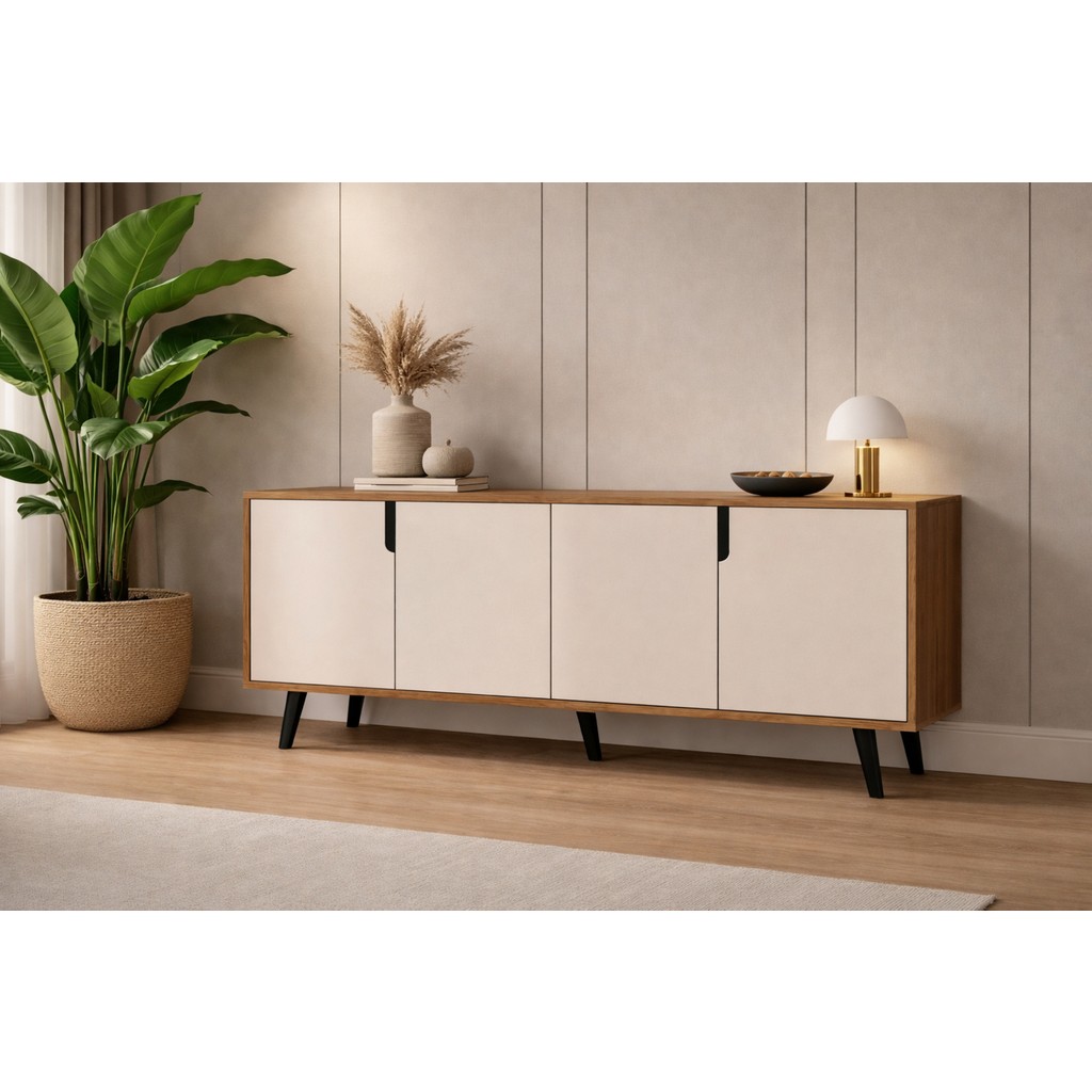 VM VERTEX MOBİLYA Latina Modern Konsol 180 cm Safir Meşe - Beyaz - 45 x 180 cm SSD / Solid State Drive Fiyatı