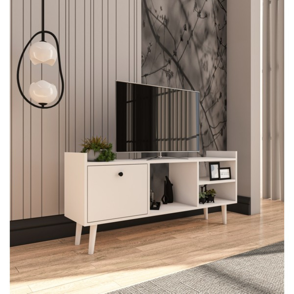 VM VERTEX MOBİLYA Leo Tv Ünitesi Beyaz Televizyon Konsolu 140 cm Ekonomik Modül Sehpa Tv Ünitesi / Sehpası Fiyatı