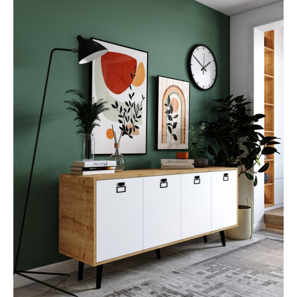 VM VERTEX MOBİLYA Mirza Modern Konsol 180 cm Safir Meşe - Beyaz - 45 x 180 cm - Safirmeşe - Beyaz Konsol Mobilya Fiyatı
