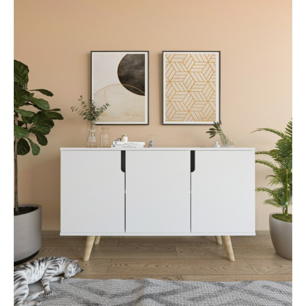VM VERTEX MOBİLYA Verona 120 cm Konsol, Kahve Köşesi, Tv Ünitesi, Çok Amaçlı Ahşap Ayaklı Konsol Beyaz Konsol Mobilya Fiyatı