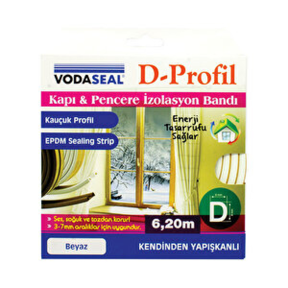 Vodaseal D-Profil kapı pencere izolasyonu Beyaz Dış Cephe Yalıtım Malzemeleri Fiyatı