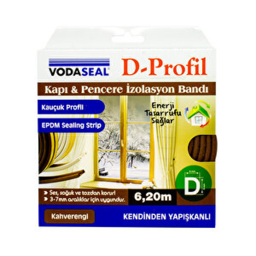 Vodaseal D-Profil kapı pencere izolasyonu Kahve Dış Cephe Yalıtım Malzemeleri Fiyatı