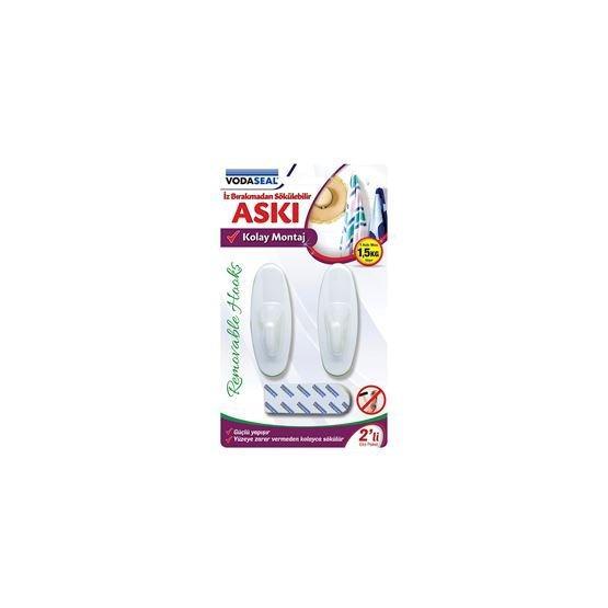 Vodaseal İz Bırakmadan Sökülebilir 2'li Beyaz Oval Askı