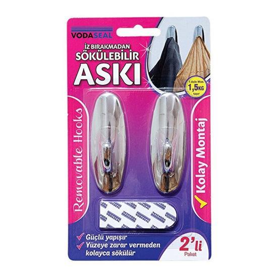 Vodaseal İz Bırakmadan Sökülebilir 2'li Krom Oval Askı Ofis Askılığı Fiyatı