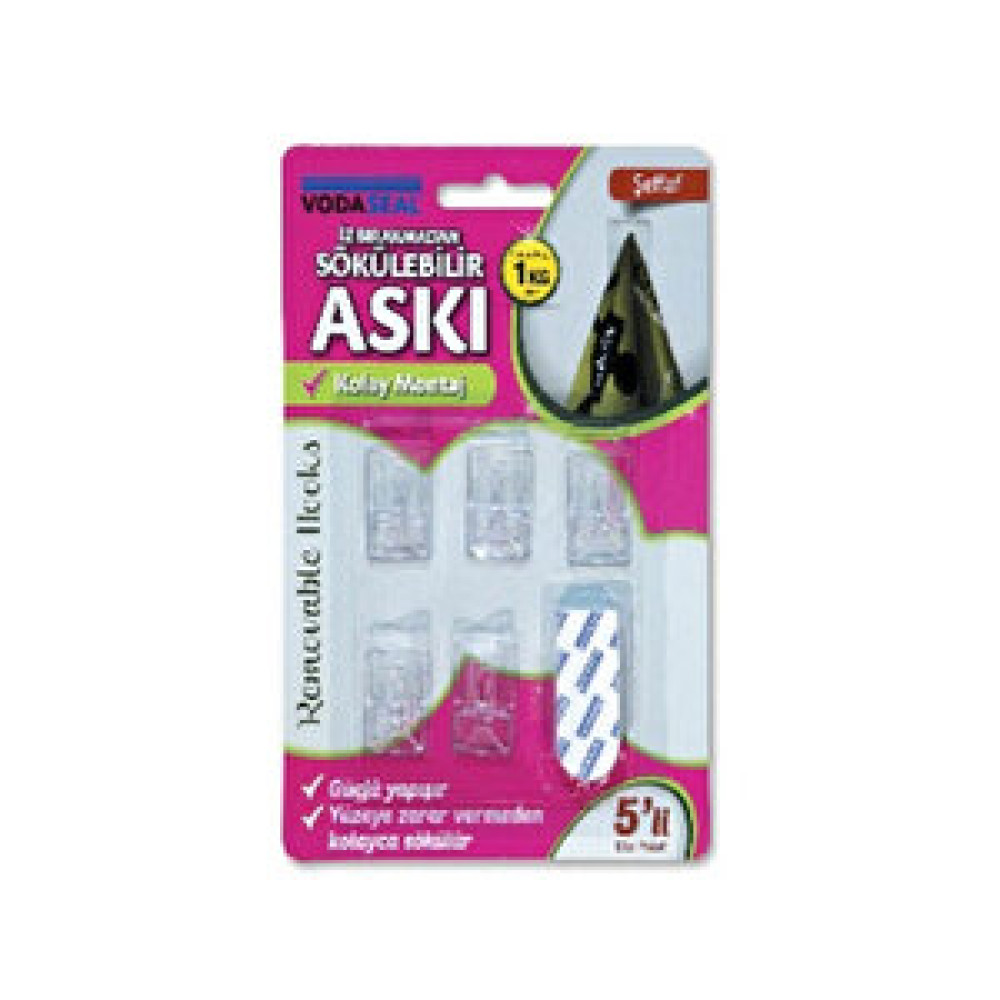 Vodaseal Sökülebilir Askı 5 Li Şeffaf Eşya Saklama / Düzenleme Fiyatı