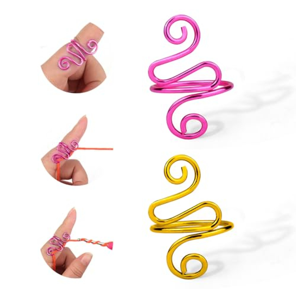 Vodolo Crochet Ring,2PCS Gold Adjustable Yarn Tension Ring for Crocheting Peacock Shape Knitting Loop Open Finger Ring for Mother Grandma Thanksgiving Presents Finger Yarn Guide Crochet Accessories