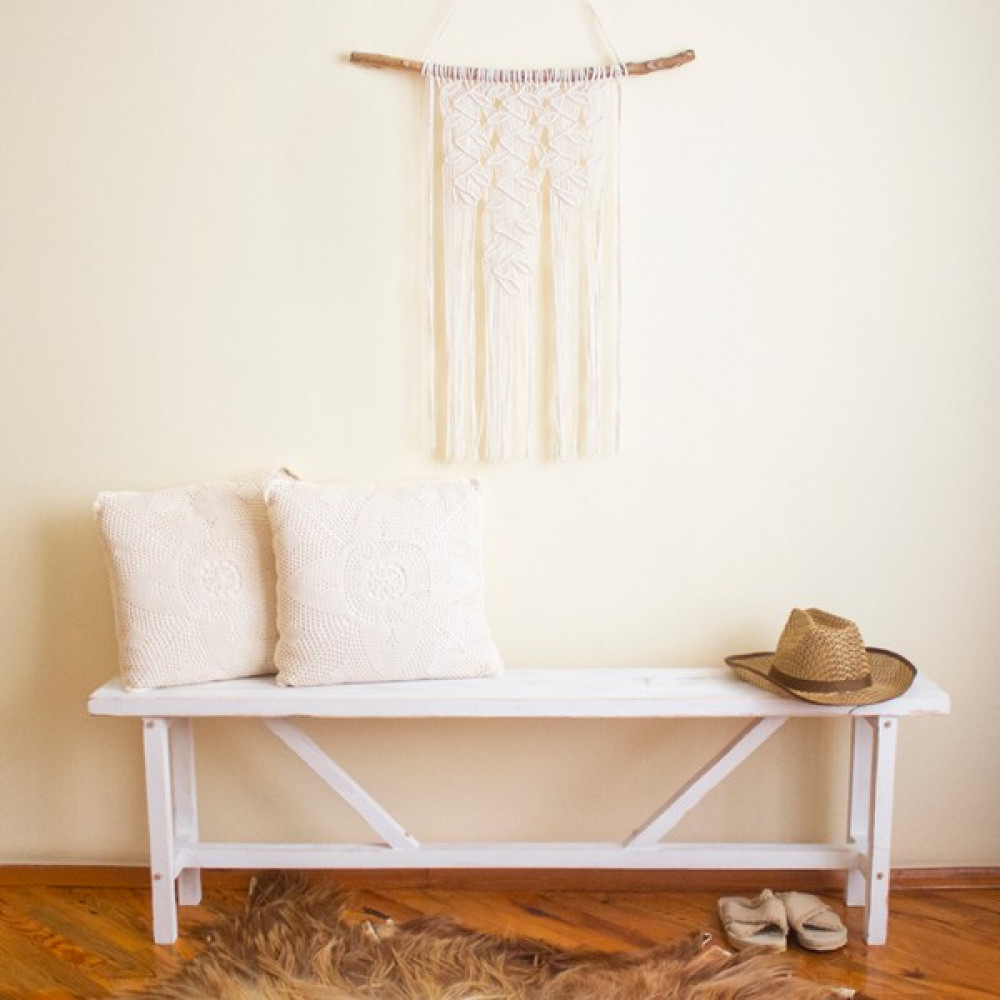 Vogel Home Design Bank Bench Ahşap Rustik Stil Eskitme Bench Bank - Beyaz Mutfak Dolabı / Mobilyası Fiyatı