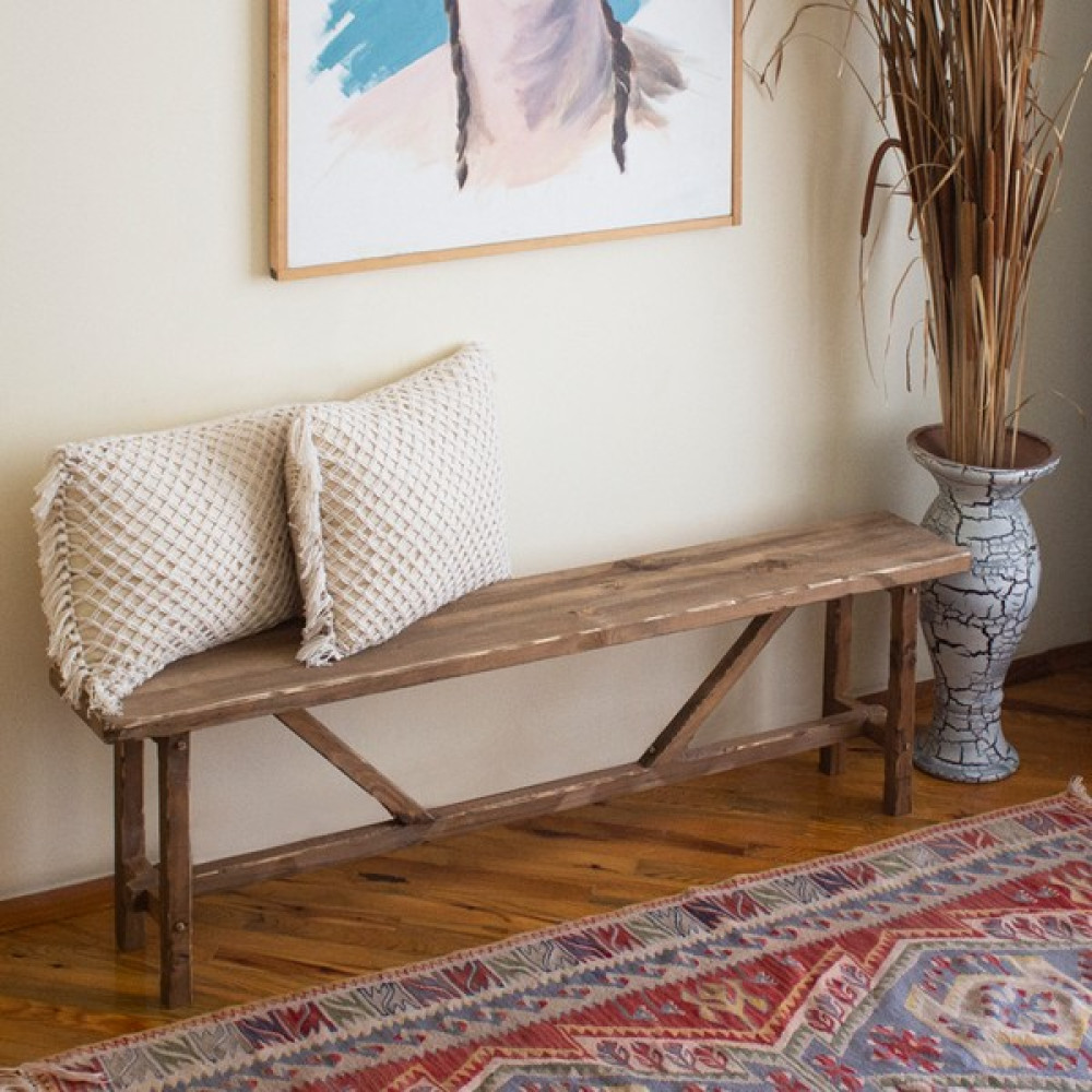 Vogel Home Design Bank Bench Ahşap Rustik Stil Eskitme Bench Bank - Renkli Mutfak Dolabı / Mobilyası Fiyatı