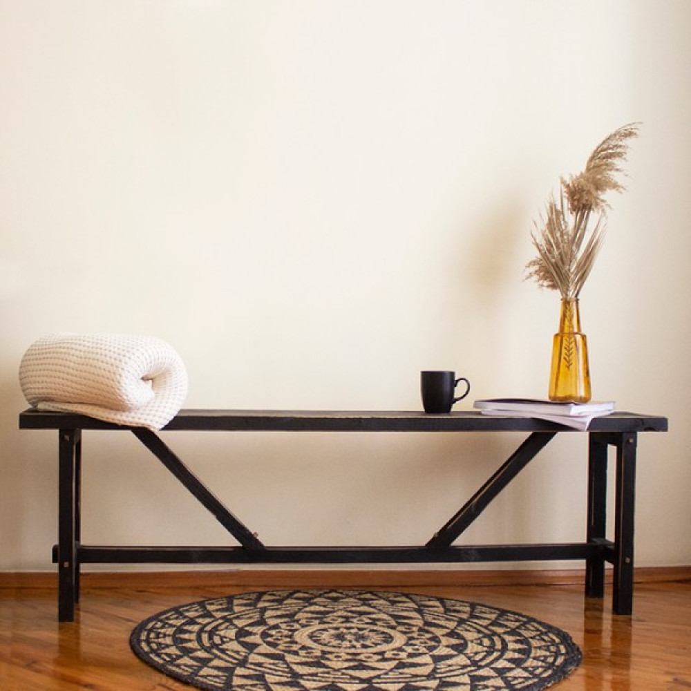 Vogel Home Design Bank Bench Ahşap Rustik Stil Eskitme Bench Bank - Siyah Mutfak Dolabı / Mobilyası Fiyatı