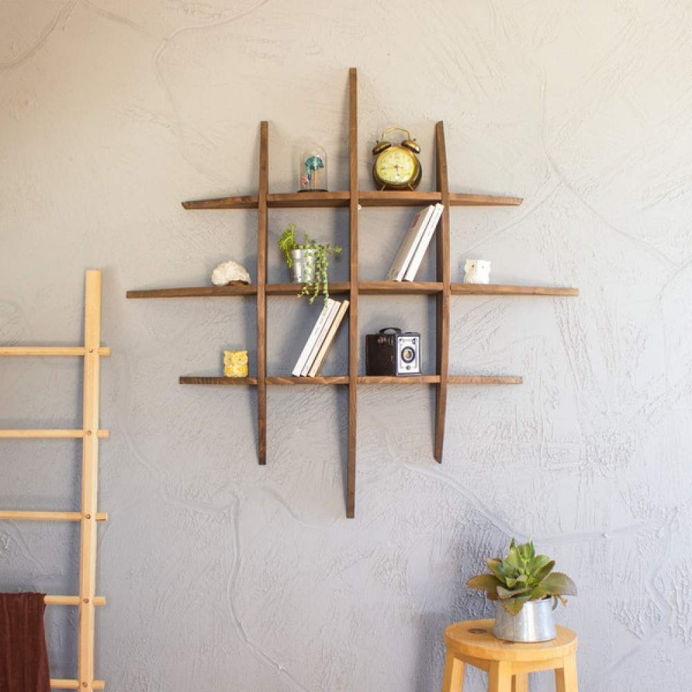 Vogel Home Design Duvar Rafı Ahşap Oval Kesim Dekoratif Duvar Rafı Kitaplık Raf Kitaplık - Duvar Rafı & CD / DVD Rafı Fiyatı