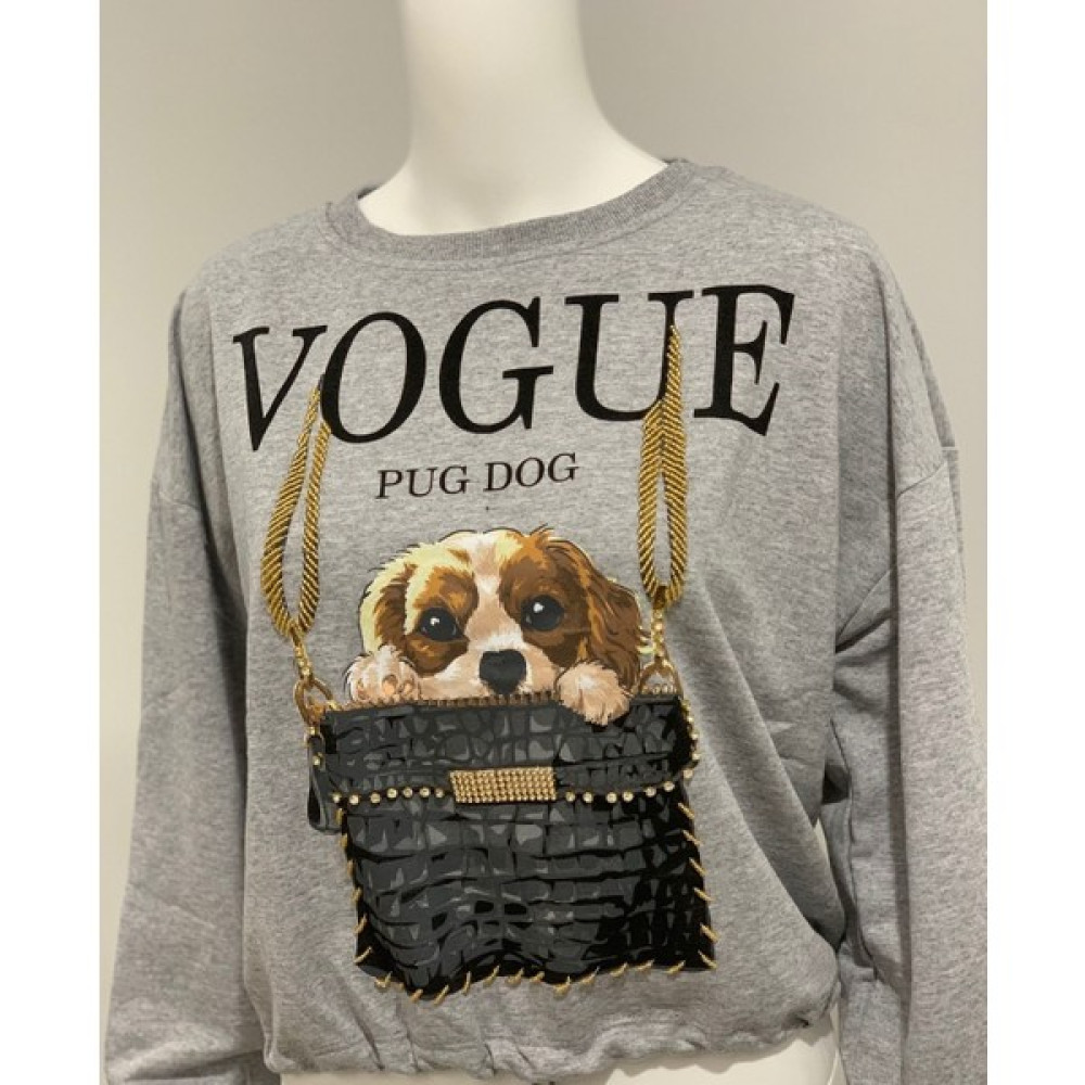 Vogue Köpek Basıklı (Gri) Bayan Sweatshirt Fiyatı