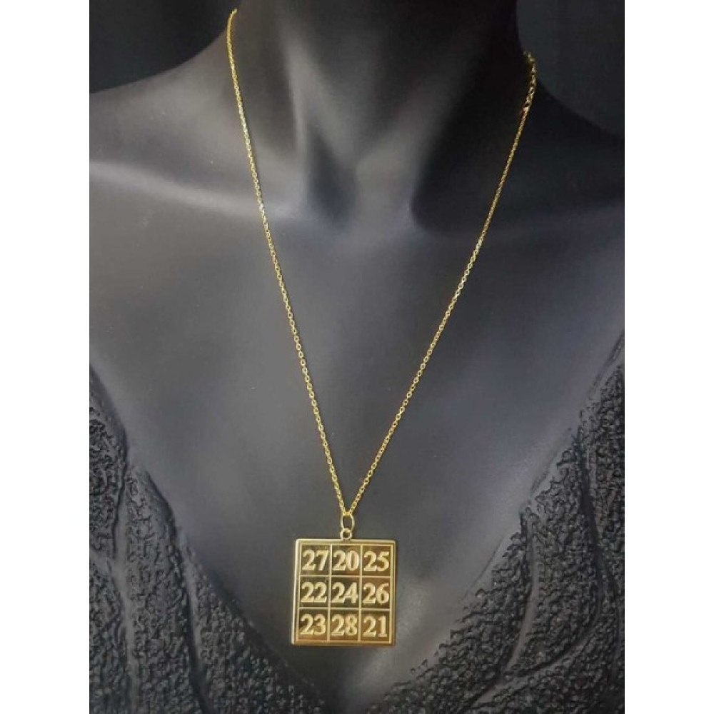Vogutima Vog Kubera Para Mantra Sarı Renk 3 cm x 3 cm 925 Ayar Gümüş Unisex Kolye - 45 CM Gümüş Kolye Fiyatı