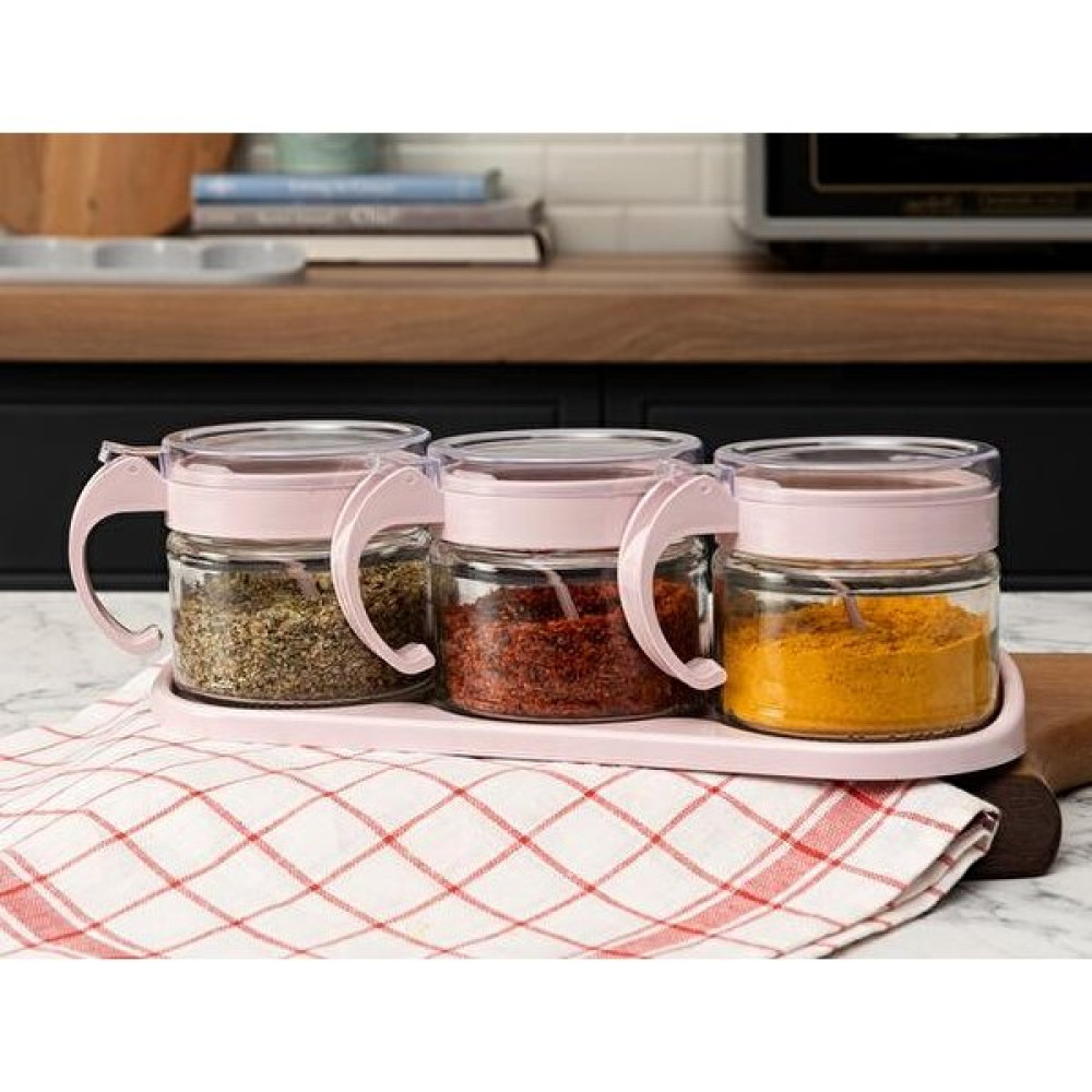 Volaconcept 3 Lü Cam Baharat Seti Softpudra - Pembe - 250 ml Baharat Setleri & Baharatlıklar Fiyatı