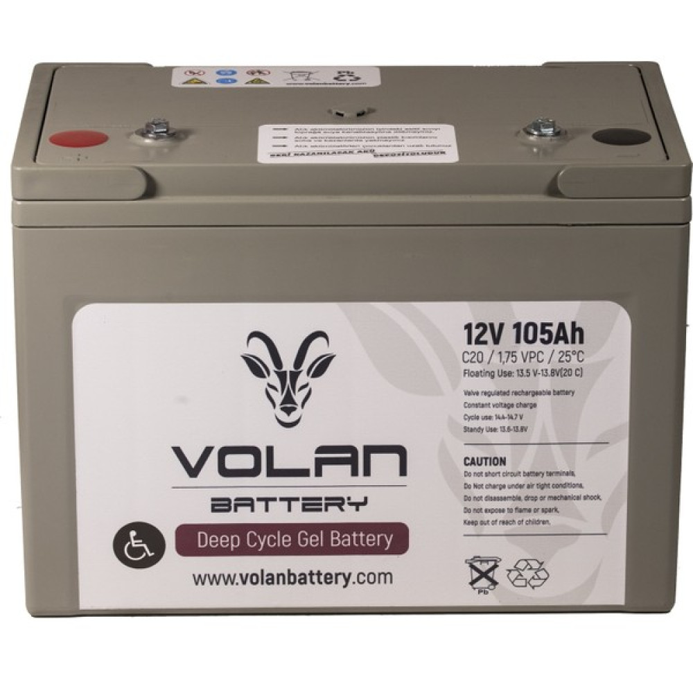 Volan Battery 12 Volt 105 Ah (Amper) Engelli Aracı Aküsü (Ücretsiz Kargo) Akü Fiyatı