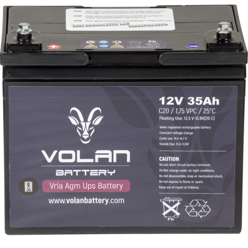 Volan Battery 12 Volt 35 Ah (Amper) Kuru Akü Kesintisiz Güç Kaynakları (UPS) Fiyatı