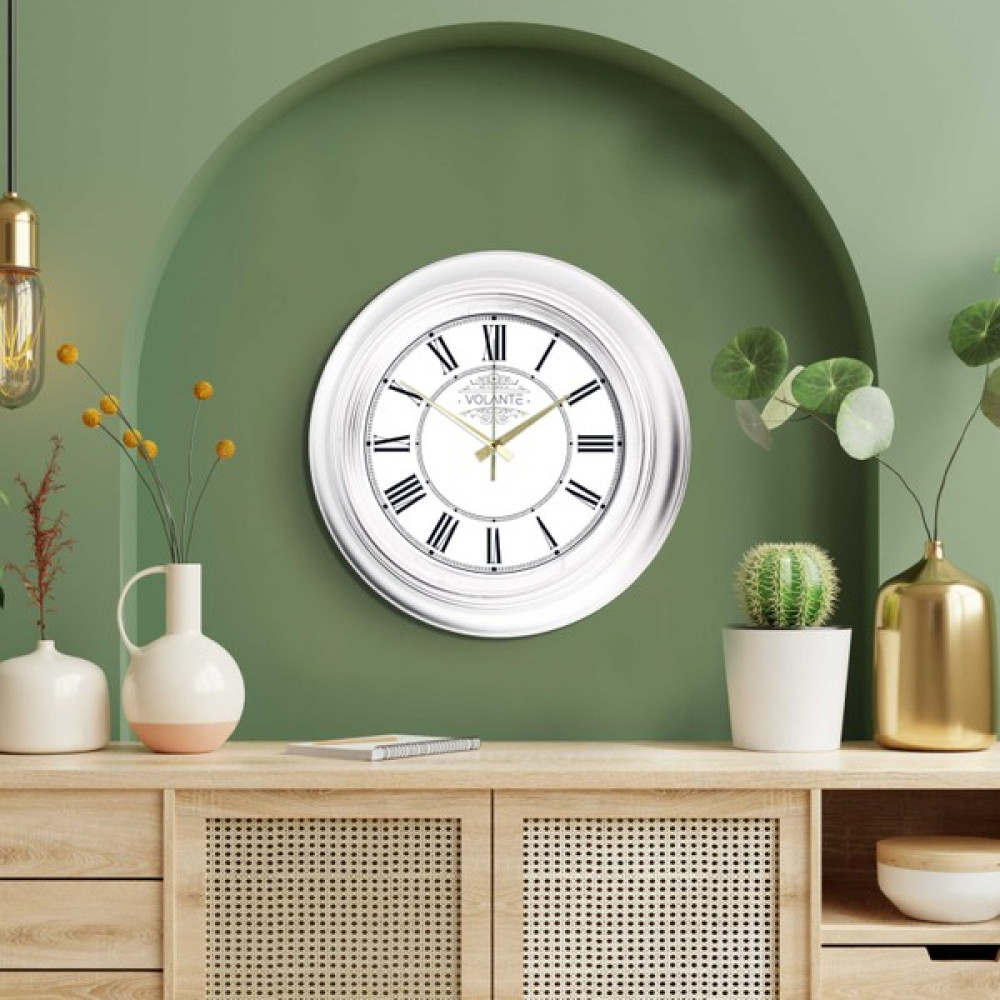 Volante Rustik Duvar Saati - Beyaz - 45 cm Dekoratif Saat Fiyatı
