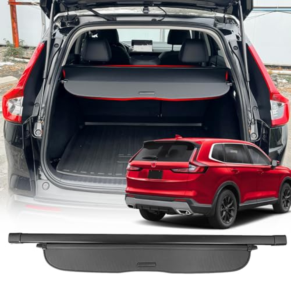 Volcaner Cargo Cover for Honda CRV 2023 2024 2025 Accessories (Leather), for 2023-2025 Honda CRV Accessories(Include Hybrid) Retractable Trunk Cover Shield Shade Privacy Screen Anti-Theft for CR-V