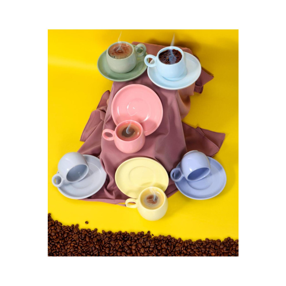 VOLE Bonibon 12 Parça Fincan Takımı / 6 Kişilik Fincan Seti / Renkli Fincan Seti (80 ML) Fincan / Bardak / Kahve Takımı Fiyatı