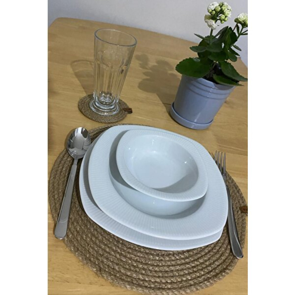 Volkanınox 6'lı Hasır Jüt Supla Doğal Amerikan Runner Servis Sunum Takımı - Natural - 33 x 33 cm Amerikan Servis Fiyatı