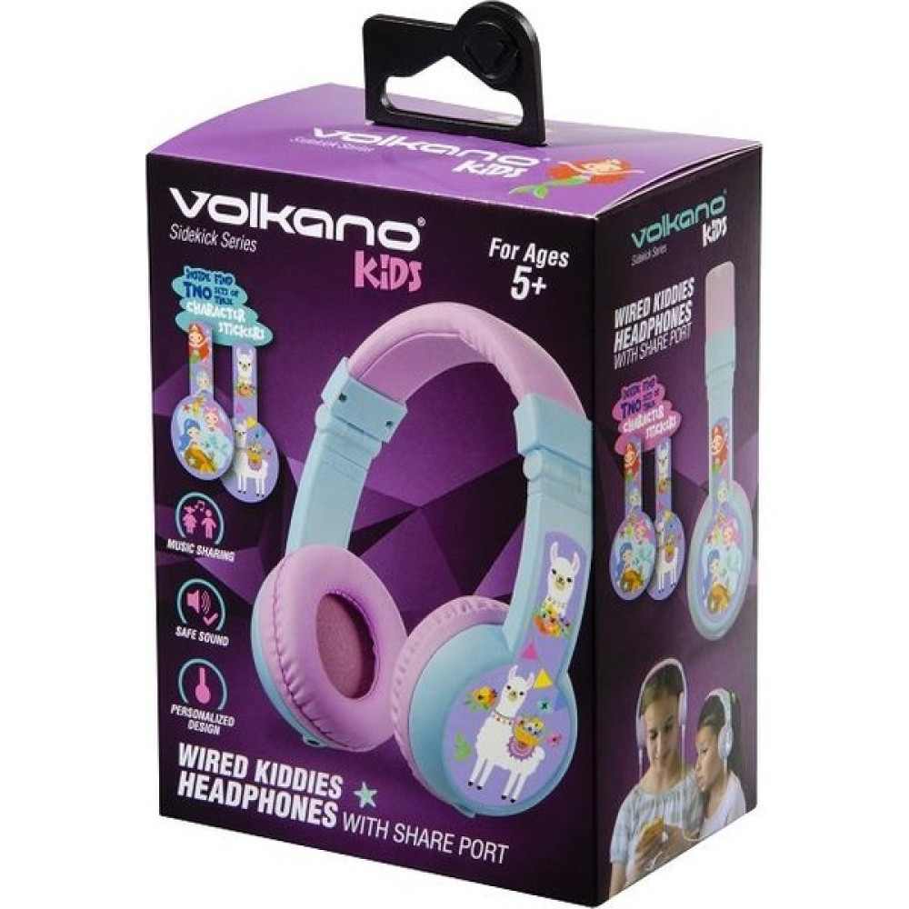 Volkano Çocuk Kulaklığı Katlanabilir Kablolu Stickerlı Volkano Kids VK-2015-LVLB - Pembe Kulak Üstü Kulaklık Fiyatı