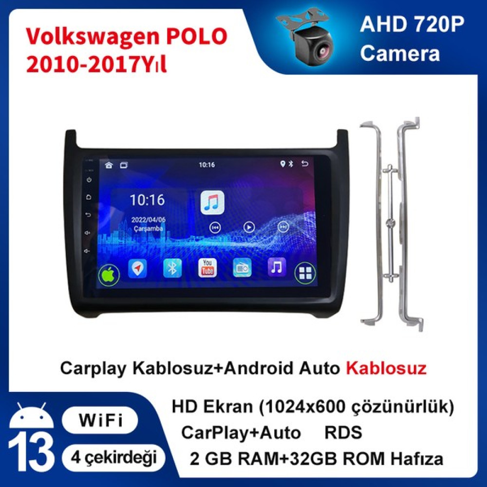 Volkswagen Polo (2010-2017 Yıl)2Gb Ram + 32Gb Rom Hafıza Android Sürüm 13 Multimedya Kablosuz Carplay Navigasyon 9 Inç Ekran Çerçeveli ve arka görü... Oto Görüntü Sistemleri Fiyatı