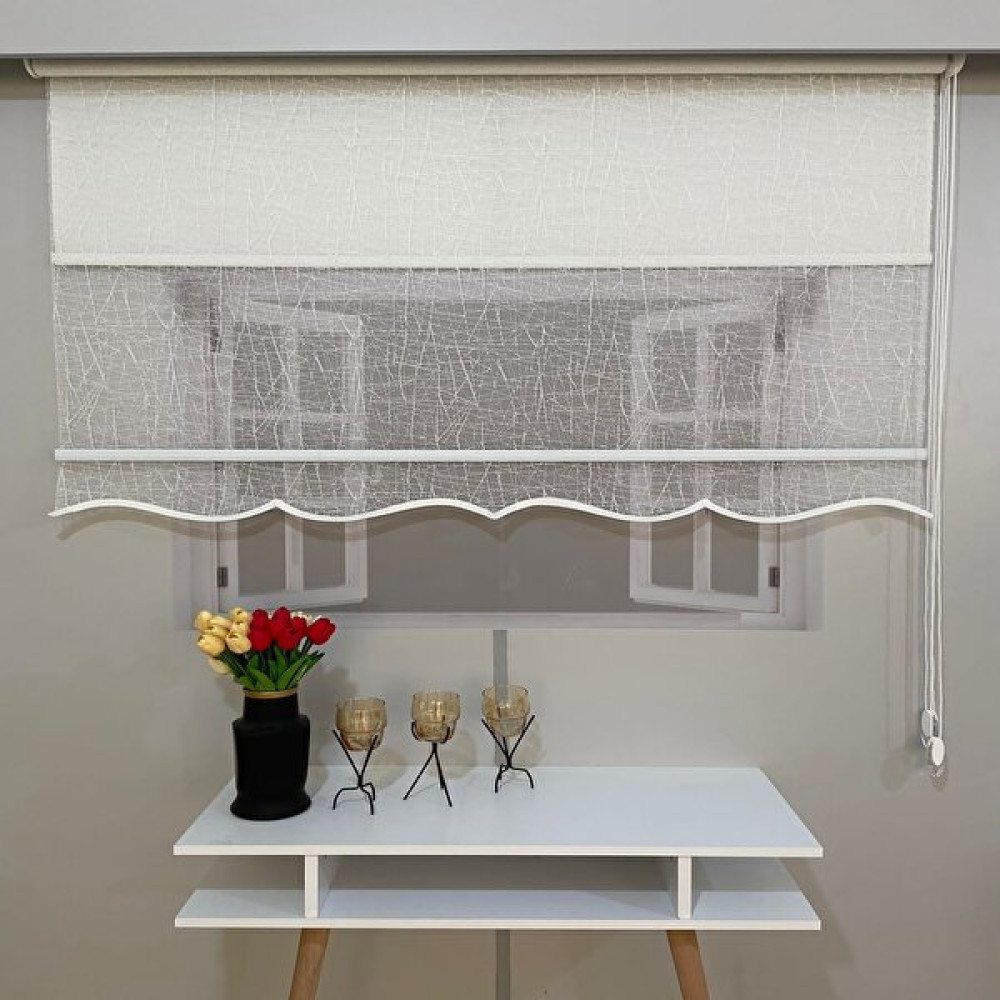 Volper Mekanik Vp 1804 Çift Mekanizmalı Tül ve Stor Perde 100 x 200 cm - Ekru Perde Fiyatı