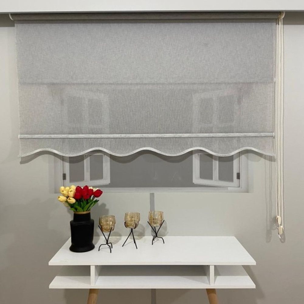 Volper Mekanik VP1662 Çift Mekanizmalı Tül ve Stor Perde Gri Naturel Keten Etek Dilimli 100 x 200 - 100 x 200 cm Perde Fiyatı
