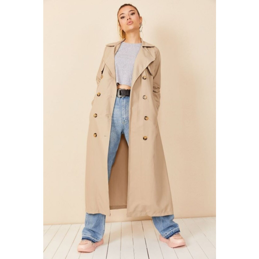 VOLT CLOTHİNG Kadın Şal Yaka Düğmeli Trençkot XL Beden Kadın Trençkot Fiyatı