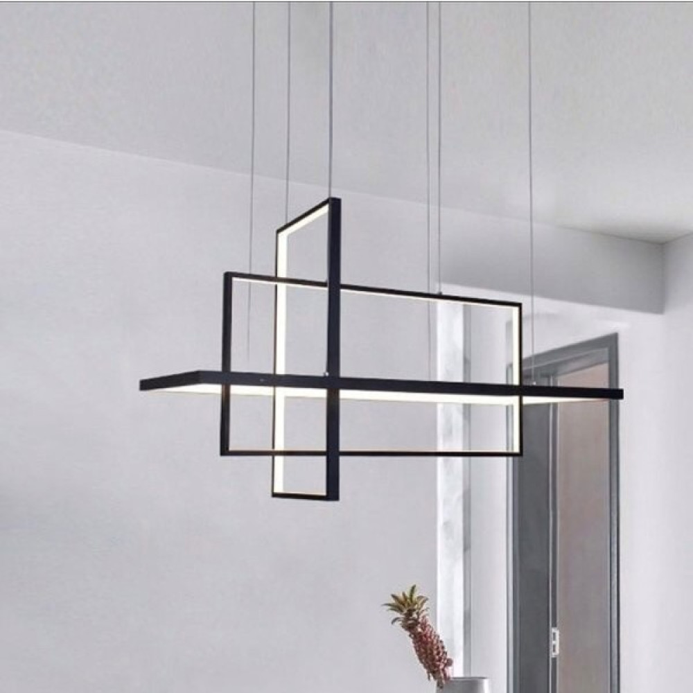 Vonalight Modern LED Dekoratif 3lü Iç Içe Dikdörtgen Sarkıt Avize Siyah 3000K - 3'lü Avize Fiyatı