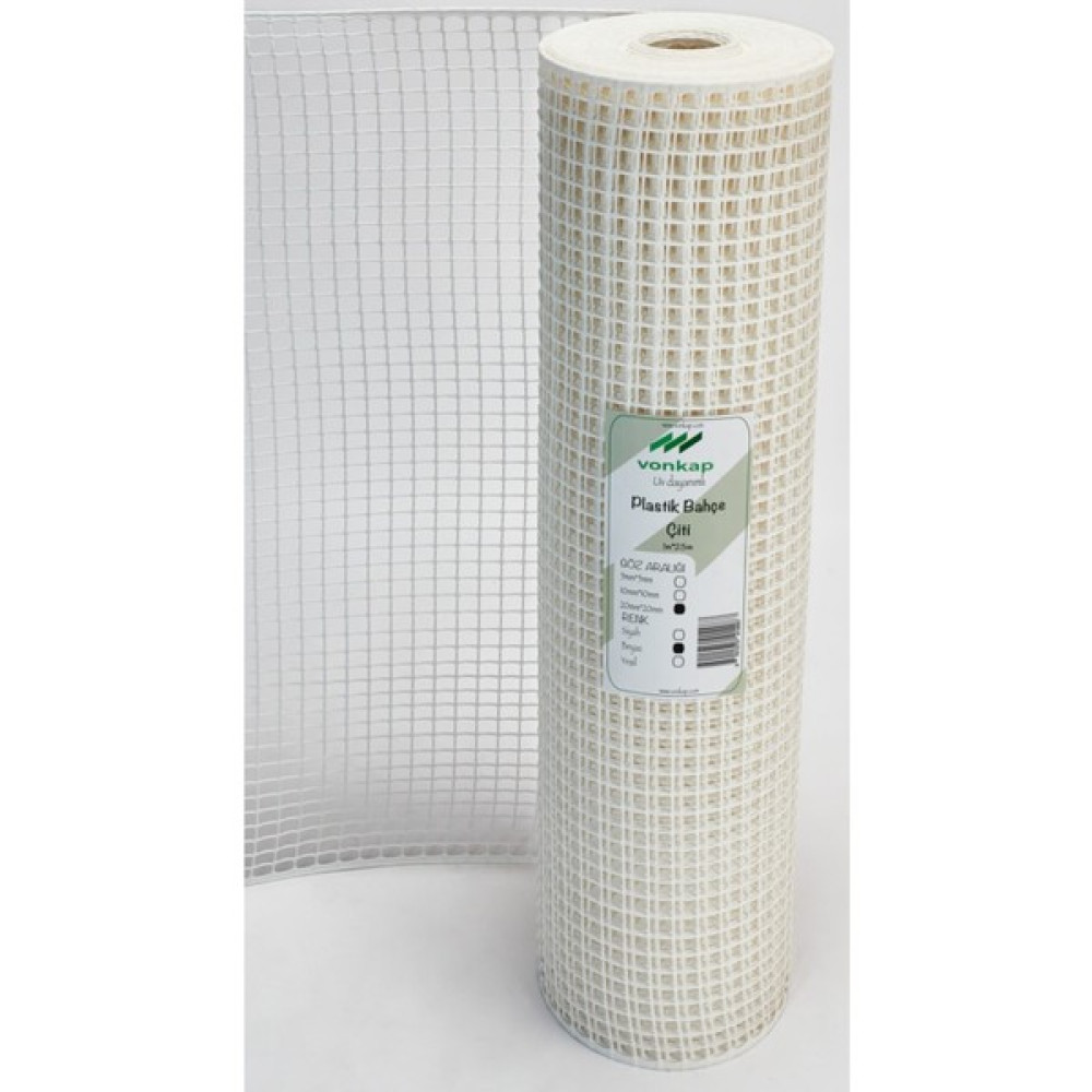 Vonkap Dekoratif Plastik Bahçe Çiti Balkon Filesi Beyaz 20 mm x 20 mm (1 m x 35 m) Bahçe Çiti Fiyatı