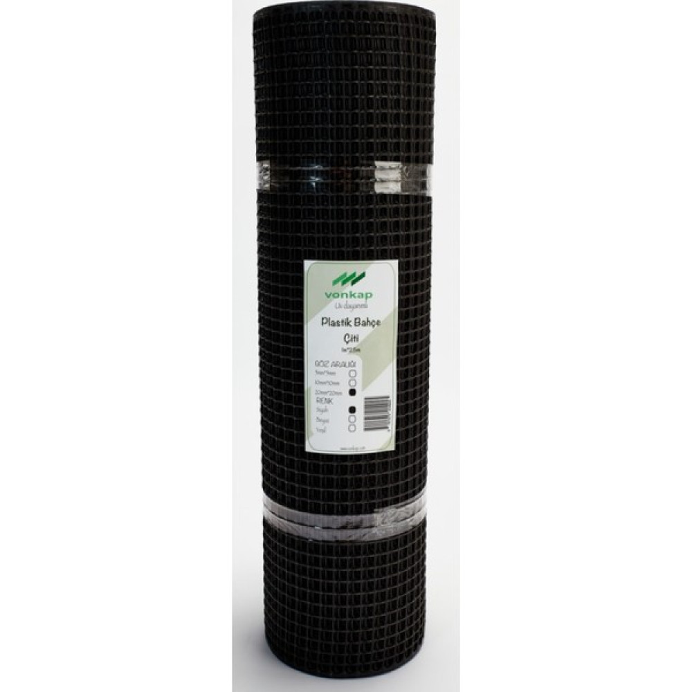 Vonkap Plastik Dekoratif Bahçe Çiti Balkon Filesi Kedi Filesi Siyah (20 mm x 20 mm - 1 metre x 5metre) Bahçe Çiti Fiyatı